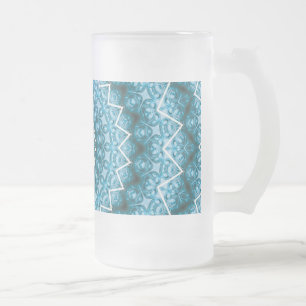 Hellblauer Kaleidoskop / Mandala Mattglas Bierglas