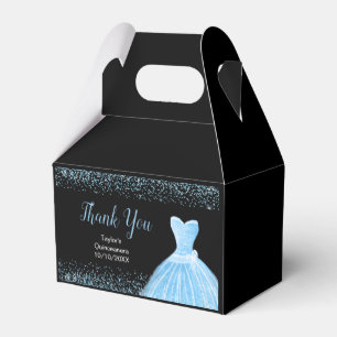 Hellblauer Kleid-Faux-Glitter-Quinceanera Geschenkschachtel