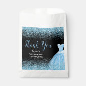 Hellblauer Kleid-Faux-Glitter-Quinceanera Geschenktütchen (Vorderseite)