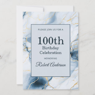 Hellblauer Marmor 100. Geburtstag Einladung