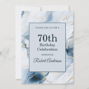 Hellblauer Marmor 70. Geburtstag Einladung
