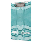 Hellblauer Marmor Elegantes Modernes Muster Klemmbrett (Links)