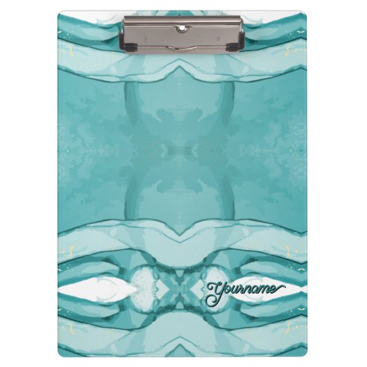 Hellblauer Marmor Elegantes Modernes Muster Klemmbrett (Vorderseite)