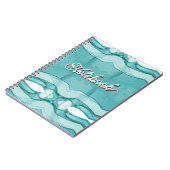Hellblauer Marmor Elegantes Modernes Muster Notizblock (Linke Seite)