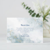 Hellblauer Marmor Gold Glitzer Orthodoxe Taufe Dankeskarte (Stehend Vorderseite)