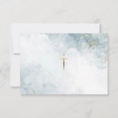 Hellblauer Marmor Gold Glitzer Orthodoxe Taufe Dankeskarte (Rückseite)