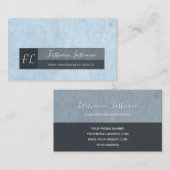 Hellblauer Marmor, weißer Marmor, Monogramm Visitenkarte (Vorne/Hinten)