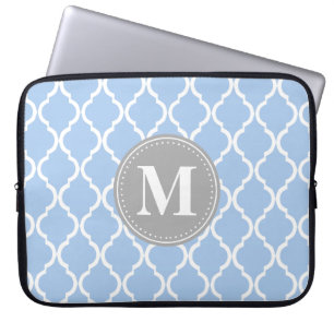 Hellblauer marokkanischer Gittergrau Monogram Laptopschutzhülle