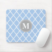 Hellblauer marokkanischer Gittergrau Monogram Mousepad (Mit Mouse)