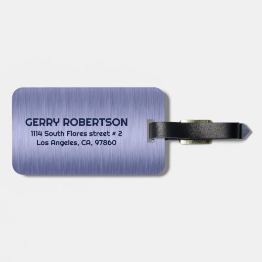 Hellblauer Metallic Textur Benutzerdefinierter Tex Gepäckanhänger (Rückseite horizontal)