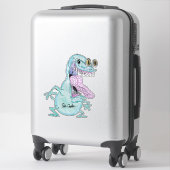 hellblauer Monster-Alien-Cartoon Aufkleber (Koffer)