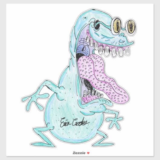 hellblauer Monster-Alien-Cartoon Aufkleber (Blatt)