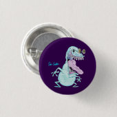 hellblauer Monster-Alien-Cartoon Button (Vorne & Hinten)