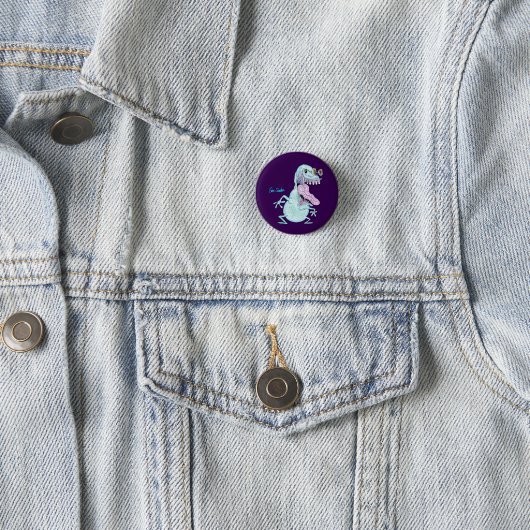 hellblauer Monster-Alien-Cartoon Button (Beispiel)