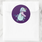 hellblauer Monster-Alien-Cartoon Runder Aufkleber (Tasche)