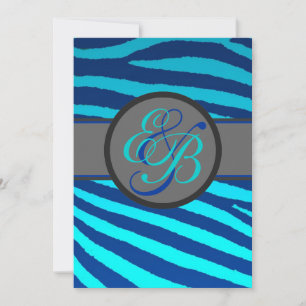 Hellblauer Neon Zebra Streifen Hochzeitseinladunge Einladung