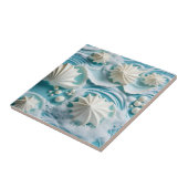 Hellblauer Ozean Hintergrund mit Seashells Fliese (Seite)