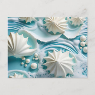 Hellblauer Ozean Hintergrund mit Seashells Postkarte