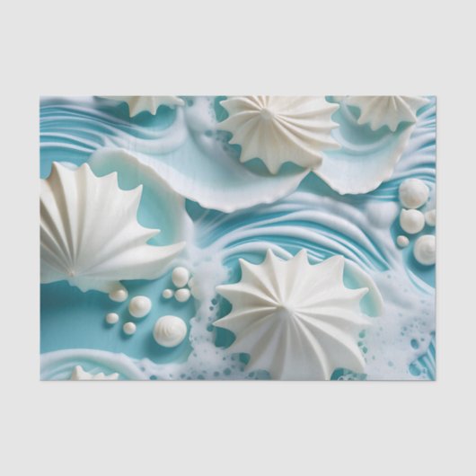 Hellblauer Ozean Hintergrund mit Seashells Seidenpapier (Vorderseite)