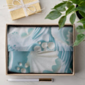 Hellblauer Ozean Hintergrund mit Seashells Seidenpapier (Geschenk)