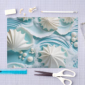 Hellblauer Ozean Hintergrund mit Seashells Seidenpapier (Handwerk)