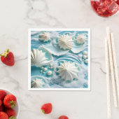Hellblauer Ozean Hintergrund mit Seashells Serviette (Beispiel)
