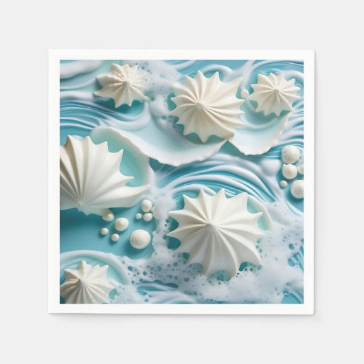 Hellblauer Ozean Hintergrund mit Seashells Serviette (Vorderseite)