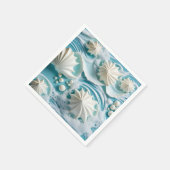 Hellblauer Ozean Hintergrund mit Seashells Serviette (Ecke)