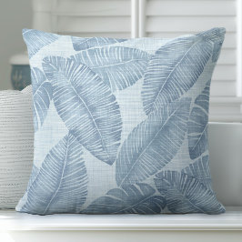 Hellblauer Palmblätterblätterpilz Kissen