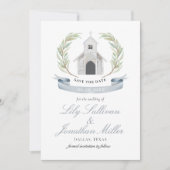 Hellblauer Pastell Charming Church Kapelle Save The Date (Vorderseite)