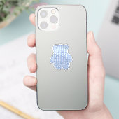 Hellblauer Pastell-Gingham-Teddybär Aufkleber (Telefon)