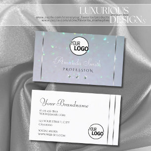 Hellblauer Perlmutt-Glitter-Diamanten und Logo Visitenkarte