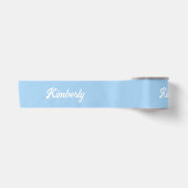Hellblauer personalisierter Schriftname Schule Satinband (Vorderseite)