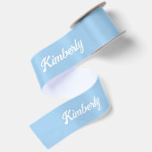 Hellblauer personalisierter Schriftname Schule Satinband (Rückseite)