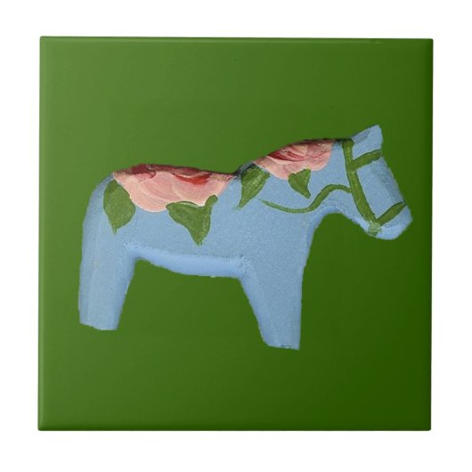 Hellblauer Pferdekeil Fliese (Vorderseite)