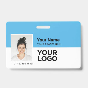 Hellblauer Photo Bar oder Qr Code Logo Name Ausweis