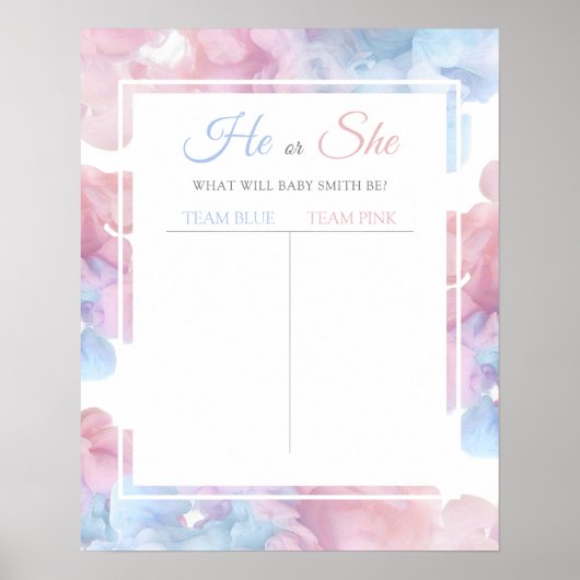 Hellblauer Pink-Rauch-Baby-Geschlecht offenbart Ab Poster (Vorne)