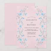 Hellblauer Pinselstrich-Schwung zur Hochzeit Einladung (Vorne/Hinten)