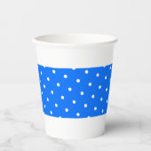 Hellblauer Polka gepunkteter Mittelstreifen auf we Pappbecher (Vorderseite)
