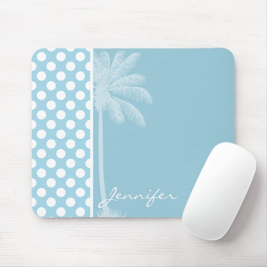 Hellblauer Polka Punkte; Palm Mousepad (Mit Mouse)