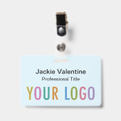 Hellblauer PVC-Name Abzeichen mit Clip Lanyard Ree Ausweis (Vorderseite mit Clip)