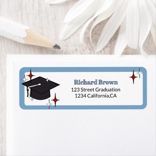 Hellblauer Retro-Graduierungsstern Abschluss (Insitu)