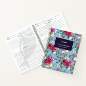 Hellblauer rosa Boho Blumenmuster Notizblock (Innenseite)