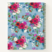 Hellblauer rosa Boho Blumenmuster Notizblock (Rückseite)