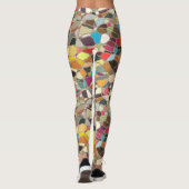 Hellblauer Rosa Gelborange Lila Mosaik Leggings (Rückseite)