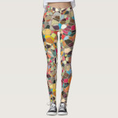 Hellblauer Rosa Gelborange Lila Mosaik Leggings (Vorderseite)