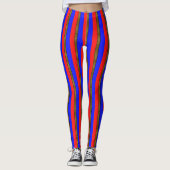 Hellblauer roter Clown Gold Streifen Leggings (Vorderseite)