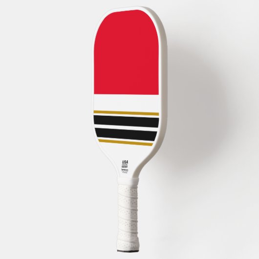 Hellblauer Roter Streifen Schwarz-weiße Rennstreck Pickleball Schläger (Links)
