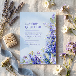 Hellblauer Rustikaler Frühling Lavendel Rahmen Einladung