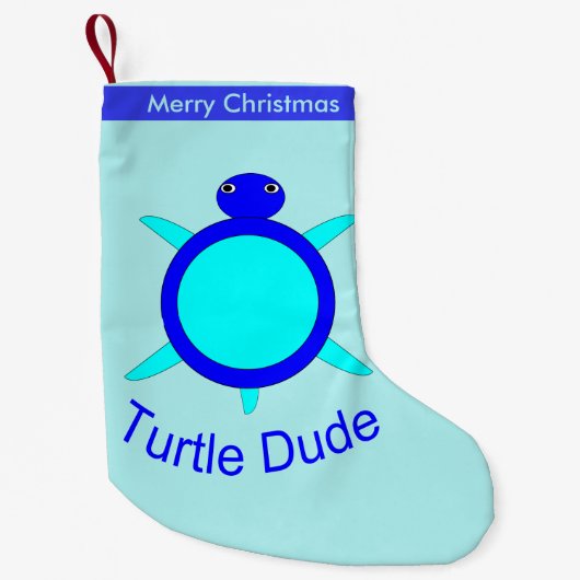Hellblauer Schildkröten Typ Custom Strumpf Kleiner Weihnachtsstrumpf (Vorderseite)